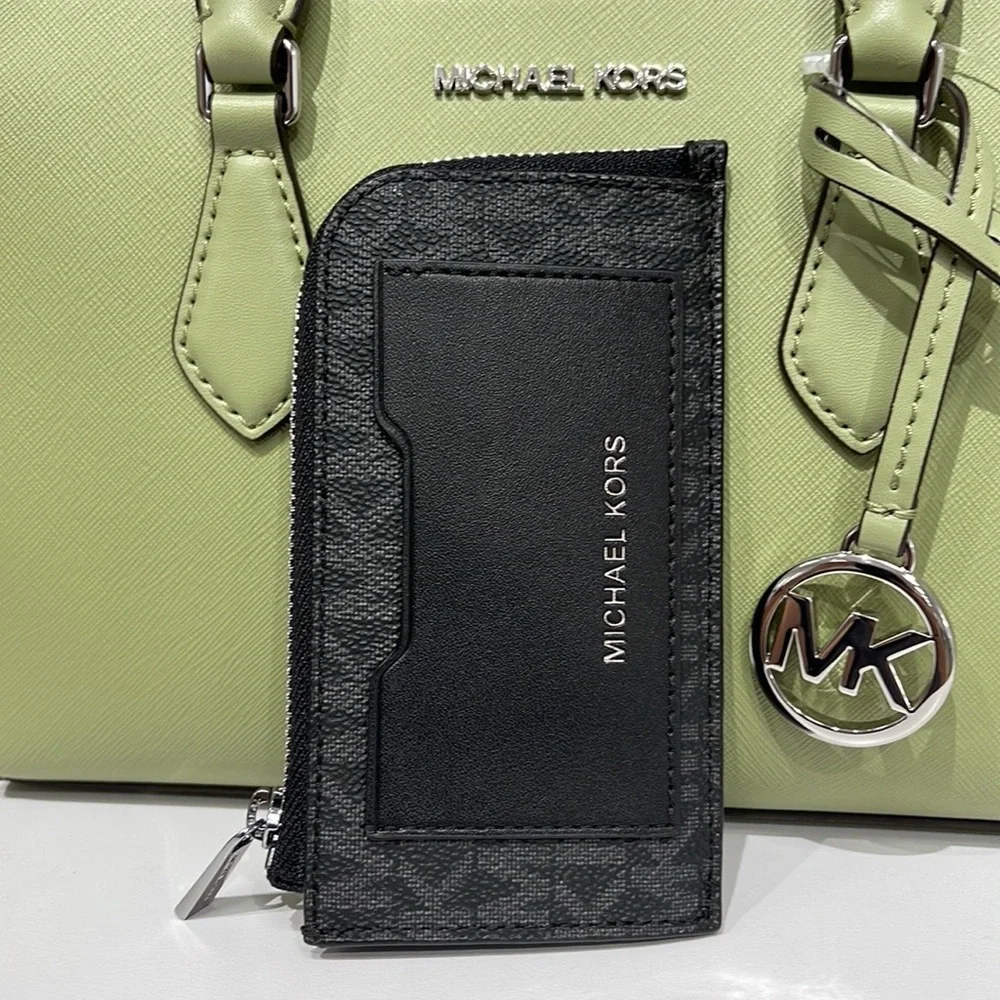 Michael Kors L Zip Mini Wallet Black NWT